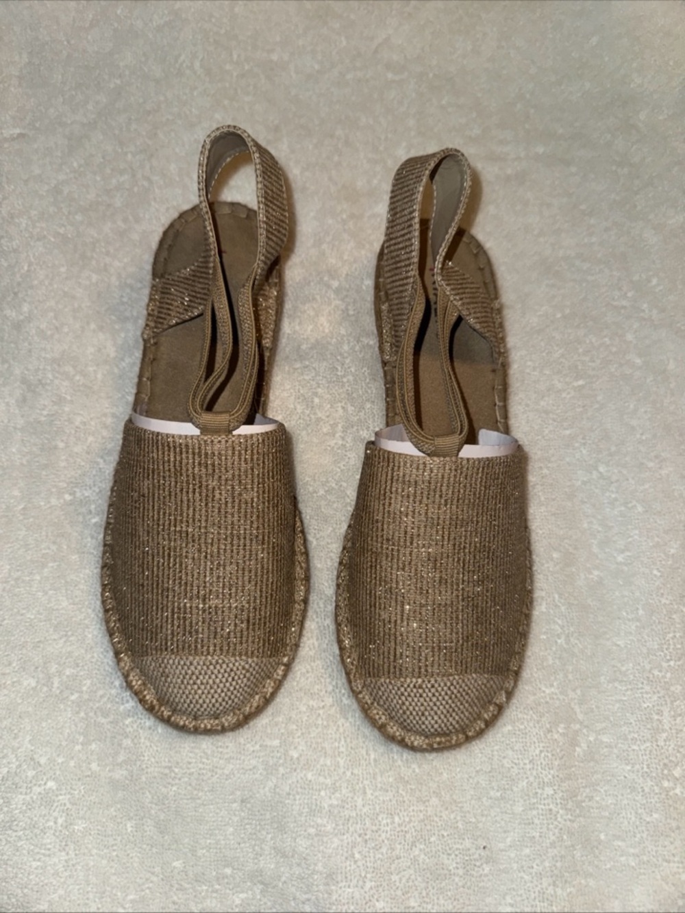 Rialto Metallic Tan Slingback Espadrille Flats